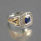 Bague vintage en métal mélangé avec pierre bleue