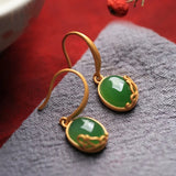 Boucles d'oreilles vintage ovales vertes en forme de goutte pour banquet