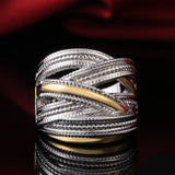 Bague vintage croisée en argent et or