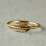 Bague vintage en or avec plume