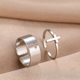 Ensemble de bagues ajustables minimalistes en argent « Faith »