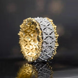 Bague vintage en or et argent avec bande en dentelle