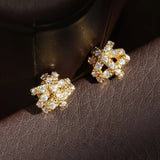 Boucles d'oreilles vintage géométriques en cristal et or