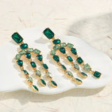 Boucles d'oreilles vintage en pierres précieuses vertes et bleu sarcelle