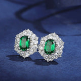 Boucles d'oreilles vintage en argent vert royal