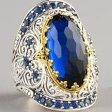 Bague vintage en argent bleu royal