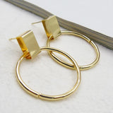 Boucles d'oreilles vintage cercle et carré en or