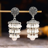 Boucles d'oreilles vintage en argent avec perles en cascade