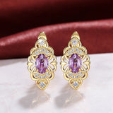 Boucles d'oreilles vintage en filigrane violet doré