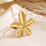 Bague ajustable unique à motif floral en or
