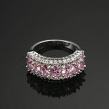 Bague vintage avec pierre précieuse rose et anneau en argent