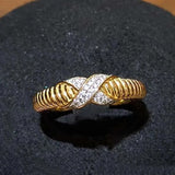 Bague ajustable rétro en or et argent avec motif infini torsadé