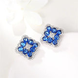 Boucles d'oreilles clous en argent et cristal bleu