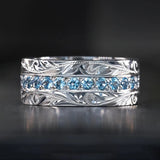 Bague vintage en argent sculptée de feuilles