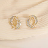 Boucles d'oreilles vintage double lune en perle et or