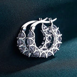 Boucles d'oreilles rondes étincelantes en argent