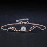 Bracelet classique en or rose avec fleurs en cristal scintillant