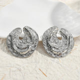 Boucles d'oreilles rondes abstraites vintage en argent