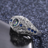 Bague vintage en argent et cristal bleu