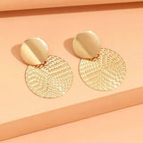 Boucles d'oreilles pendantes bohèmes en forme de cercle texturé doré