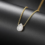 Pendentif en cristal en forme de larme en or et collier halo