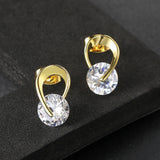 Boucles d'oreilles vintage en or et pierres précieuses transparentes
