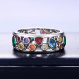 Bague éternité en argent avec pierres multicolores
