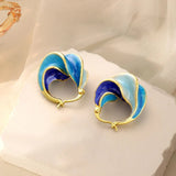 Boucles d'oreilles créoles or et bleu vague