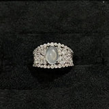 Bague classique vintage en argent avec halo en pierre de lune