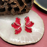 Boucles d'oreilles vintage en forme de feuilles rouges