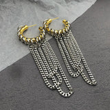 Boucles d'oreilles créoles pendantes avec chaîne en or et argent