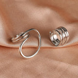 Ensemble de bagues ajustables classiques en argent torsadé et superposées
