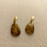 Boucles d'oreilles rétro marron géométriques classiques en forme de goutte