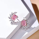 Boucles d'oreilles florales en pierres précieuses roses et blanches
