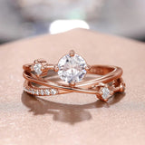 Bague vintage en or rose avec pierre ronde