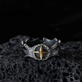 Bague ajustable vintage argentée Starlight Black