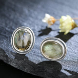 Boucles d'oreilles vintage en argent avec labradorite
