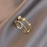 Bague ajustable vintage en or avec étoile scintillante