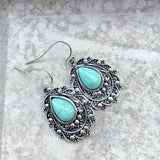 Boucles d'oreilles florales en argent et turquoise