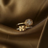 Bague vintage en or à double rangée ajustable