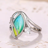 Bague marquise en argent et bleu-vert