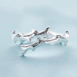 Bague ajustable vintage en argent avec branche