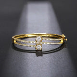 Bracelet rigide vintage en cristal et or