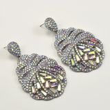 Boucles d'oreilles vintage en cristal et coquillage argentées