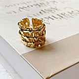 Bague ajustable unique tressée en or