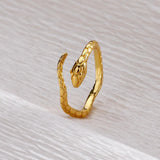 Bague vintage ajustable en or avec motif serpent