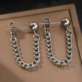 Boucles d'oreilles vintage en argent avec boules et chaîne