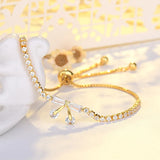 Bracelet ajustable vintage en or avec nœud en cristal étincelant