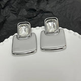 Boucles d'oreilles carrées en cristal argenté