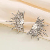 Boucles d'oreilles en argent avec cristal ovale et étoiles